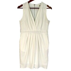 YA Los Angeles Dress Women Size L Ivory Silk Sheath Pockets Cocktail Party Boho